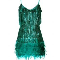 Roaring 20s 1920s Flapper Dress Dress The Great Gatsby Tassel Fringe Feather Tassel Feathers Fancy Dress Women's Masquerade Wedding Wedding Guest Party / Evening Adults Dress Homecoming Dresses
