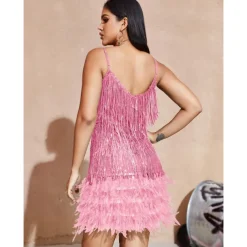 Roaring 20s 1920s Flapper Dress Dress The Great Gatsby Tassel Fringe Feather Tassel Feathers Fancy Dress Women's Masquerade Wedding Wedding Guest Party / Evening Adults Dress Homecoming Dresses