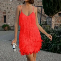 Roaring 20s 1920s Flapper Dress Dress The Great Gatsby Tassel Fringe Feather Tassel Feathers Fancy Dress Women's Masquerade Wedding Wedding Guest Party / Evening Adults Dress Homecoming Dresses