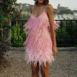 Roaring 20s 1920s Flapper Dress Dress The Great Gatsby Tassel Fringe Feather Tassel Feathers Fancy Dress Women's Masquerade Wedding Wedding Guest Party / Evening Adults Dress Homecoming Dresses