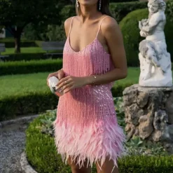 Roaring 20s 1920s Flapper Dress Dress The Great Gatsby Tassel Fringe Feather Tassel Feathers Fancy Dress Women's Masquerade Wedding Wedding Guest Party / Evening Adults Dress Homecoming Dresses