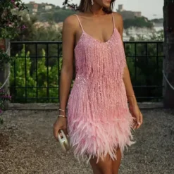 Roaring 20s 1920s Flapper Dress Dress The Great Gatsby Tassel Fringe Feather Tassel Feathers Fancy Dress Women's Masquerade Wedding Wedding Guest Party / Evening Adults Dress Homecoming Dresses