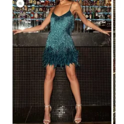 Roaring 20s 1920s Flapper Dress Dress The Great Gatsby Tassel Fringe Feather Tassel Feathers Fancy Dress Women's Masquerade Wedding Wedding Guest Party / Evening Adults Dress Homecoming Dresses