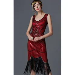 Roaring 20s 1920s The Great Gatsby Knee Length Flapper Dress Dress Prom Dresses The Great Gatsby Charleston Wedding Guest Sequins Patchwork Fancy Dress Women's Wedding Party Wedding Guest Homecoming