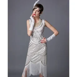 Roaring 20s 1920s The Great Gatsby Knee Length Flapper Dress Dress Prom Dresses The Great Gatsby Charleston Wedding Guest Sequins Patchwork Fancy Dress Women's Wedding Party Wedding Guest Homecoming