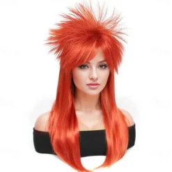 Rock Diva Wig Synthetic Wig Straight Asymmetrical Wig Long A1 Synthetic Hair Women's Cosplay Soft Party Red Halloween Wigs