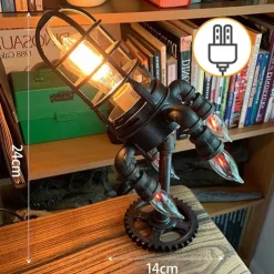 Rocket Lamp Hand Crafted Decorative Lamp Adjustable Brightness Steampunk Rocket Lamp Party Decoration 24cm 9.5inch