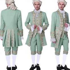 Rococo Baroque Victorian Outfits Fancy Dress Men's Royal Halloween Carnival Performance Party Masquerade Adults' Coat Pants Collar All Seasons