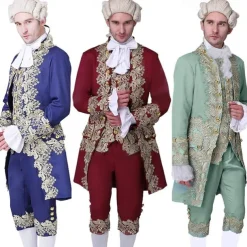 Rococo Baroque Victorian Outfits Fancy Dress Men's Royal Halloween Carnival Performance Party Masquerade Adults' Coat Pants Collar All Seasons