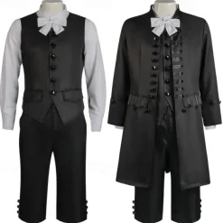 Rococo Baroque Victorian Outfits Solid Colored Fancy Dress Men's Royal Halloween Carnival Performance Party Masquerade Adults' Coat Vest Shirt All Seasons