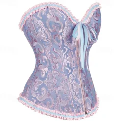 Rococo Punk & Gothic Medieval Overbust Corset Lingerie Bustier Zip-Up 12 Plastic Bones Fancy Dress Women's Royal Wedding Wedding Guest Carnival of Venice Adults' Corset