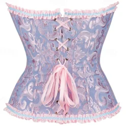 Rococo Punk & Gothic Medieval Overbust Corset Lingerie Bustier Zip-Up 12 Plastic Bones Fancy Dress Women's Royal Wedding Wedding Guest Carnival of Venice Adults' Corset