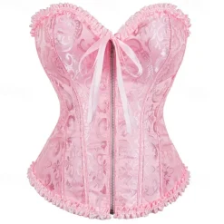 Rococo Punk & Gothic Medieval Overbust Corset Lingerie Bustier Zip-Up 12 Plastic Bones Fancy Dress Women's Royal Wedding Wedding Guest Carnival of Venice Adults' Corset
