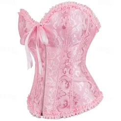 Rococo Punk & Gothic Medieval Overbust Corset Lingerie Bustier Zip-Up 12 Plastic Bones Fancy Dress Women's Royal Wedding Wedding Guest Carnival of Venice Adults' Corset