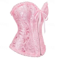 Rococo Punk & Gothic Medieval Overbust Corset Lingerie Bustier Zip-Up 12 Plastic Bones Fancy Dress Women's Royal Wedding Wedding Guest Carnival of Venice Adults' Corset