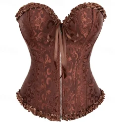 Rococo Punk & Gothic Medieval Overbust Corset Lingerie Bustier Zip-Up 12 Plastic Bones Fancy Dress Women's Royal Wedding Wedding Guest Carnival of Venice Adults' Corset