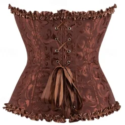 Rococo Punk & Gothic Medieval Overbust Corset Lingerie Bustier Zip-Up 12 Plastic Bones Fancy Dress Women's Royal Wedding Wedding Guest Carnival of Venice Adults' Corset