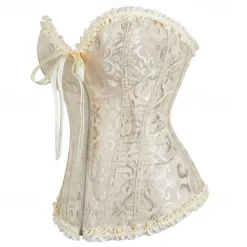 Rococo Punk & Gothic Medieval Overbust Corset Lingerie Bustier Zip-Up 12 Plastic Bones Fancy Dress Women's Royal Wedding Wedding Guest Carnival of Venice Adults' Corset