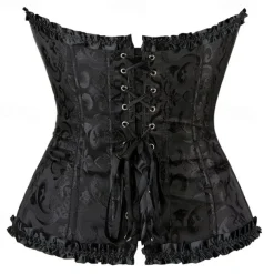 Rococo Punk & Gothic Medieval Overbust Corset Lingerie Bustier Zip-Up 12 Plastic Bones Fancy Dress Women's Royal Wedding Wedding Guest Carnival of Venice Adults' Corset