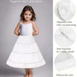 Rococo Victorian Princess Petticoat Hoop Skirt Under Skirt Tulle Skirt Solid Color Fancy Dress Girls' Masquerade Event / Party Prom Kid's Skirt