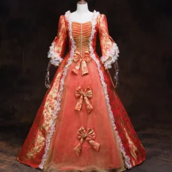 Rococo Victorian Renaissance Floor Length Dress Party Costume Masquerade Plus Size Normal Puff Balloon Sleeve Flare Cuff Sleeve Princess Plus Size Lace Toile Vintage Ball Gown Square Neck Fancy Dress