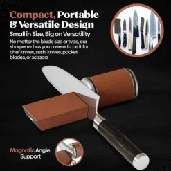 Rolling Knife Sharpener Kit - Easy to Use Knife Sharpening - Knife Sharpeners for Kitchen Knives. Sharpener with Industry Diamonds for Steel of Any Hardness, 15/20° Magnetic Angle Base