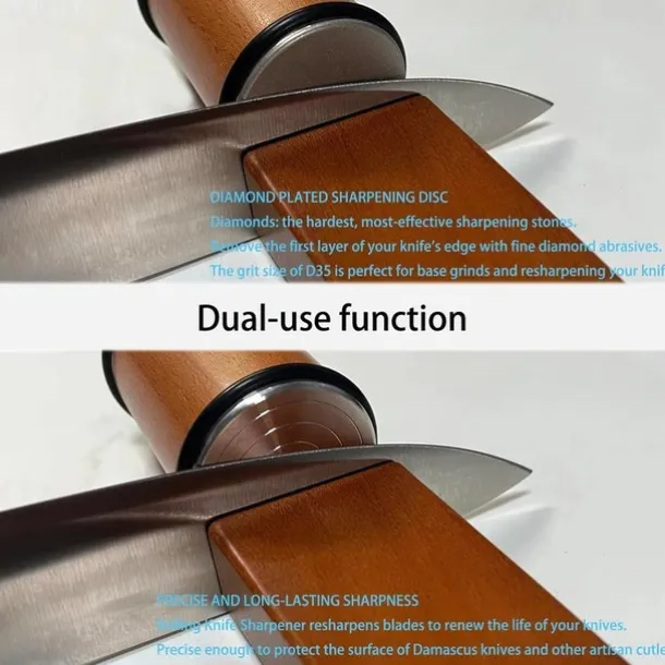 Rolling Knife Sharpener Kit - Easy to Use Knife Sharpening - Knife Sharpeners for Kitchen Knives. Sharpener with Industry Diamonds for Steel of Any Hardness, 15/20° Magnetic Angle Base