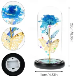 Romantic LED Rose Butterfly Lamp in Glass Dome - Perfect Home Decor and Gift for Weddings, Birthdays, Valentine's Day, and Mother's Day (Battery Not Included)