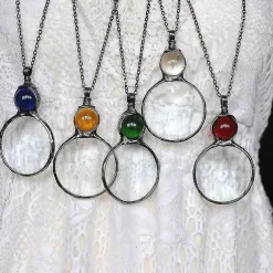 Rondom Magnifying Glass Necklace Gift Reading Magnifying Glass Pendant Necklace For Elderly Magnifying Lens For Books Newspapers Reading Jewelry