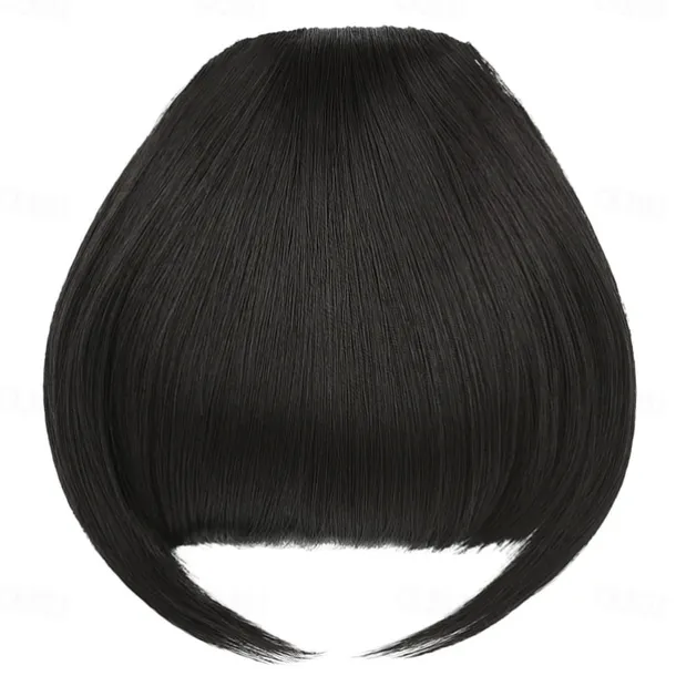 Rose bud Bangs Hair Clip in Bangs Hair Extensions Synthetic Flat Bang with Temples Front Face Fringe Bangs Hair Pieces for Women