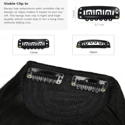 Rose bud Bangs Hair Clip in Bangs Hair Extensions Synthetic Flat Bang with Temples Front Face Fringe Bangs Hair Pieces for Women