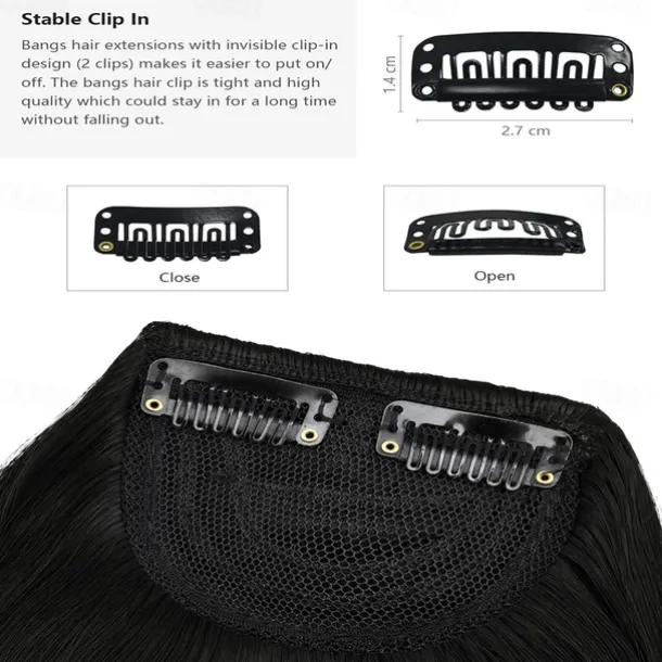 Rose bud Bangs Hair Clip in Bangs Hair Extensions Synthetic Flat Bang with Temples Front Face Fringe Bangs Hair Pieces for Women