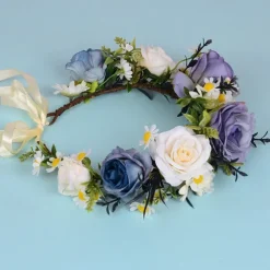 Rose Flower Crown for Women - Purple Fairy Flower Headband Sweet Hair Wreath Accessories for Women Girls Wedding Festival Party Favors Photo Prop