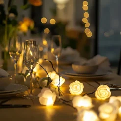 Rose String Lights, 1.5m, 3m, 6m, 10/20/40 LEDs - Warm White Multi-Color Battery Powered Decorative Lights for Valentines Wedding & New Year's Outdoor Parties