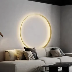 Round Indoor Led Wall Lights Wall Sconces Modern Ring Wall Mounted Lighting Fixture Mid Century Circle Wall Lamps Decor Wall Gold Black 85-265V
