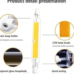 R7S LED Bulb 78mm 118mm Glass Tube High Power COB Light AC110V 220V Home Replace Halogen Lamp 100W Equivalent Warm Cold White 360°Beam Angle 110-240V