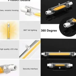 R7S LED Bulb 78mm 118mm Glass Tube High Power COB Light AC110V 220V Home Replace Halogen Lamp 100W Equivalent Warm Cold White 360°Beam Angle 110-240V