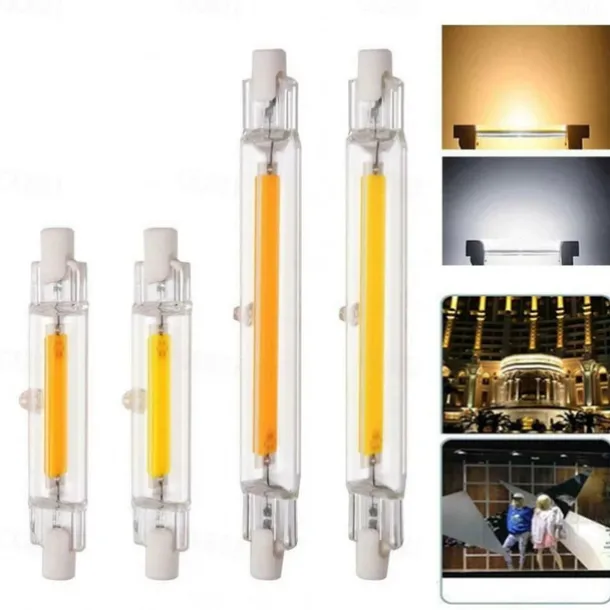 R7S LED Bulb 78mm 118mm Glass Tube High Power COB Light AC110V 220V Home Replace Halogen Lamp 100W Equivalent Warm Cold White 360°Beam Angle 110-240V