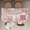 Rural American Floral Pattern Print Rectangle Tablecloth Waterproof Rectangular Table Cloth for Kitchen Dining
