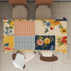 Rural American Floral Pattern Print Rectangle Tablecloth Waterproof Rectangular Table Cloth for Kitchen Dining