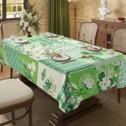 Rural American Floral Pattern Print Rectangle Tablecloth Waterproof Rectangular Table Cloth for Kitchen Dining