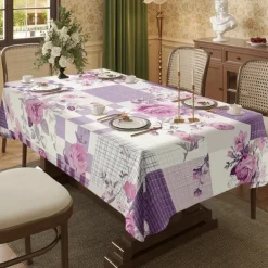 Rural American Floral Pattern Print Rectangle Tablecloth Waterproof Rectangular Table Cloth for Kitchen Dining