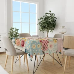 Rural American Floral Pattern Print Rectangle Tablecloth Waterproof Rectangular Table Cloth for Kitchen Dining
