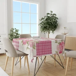 Rural American Floral Pattern Print Rectangle Tablecloth Waterproof Rectangular Table Cloth for Kitchen Dining