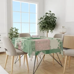 Rural American Floral Pattern Print Rectangle Tablecloth Waterproof Rectangular Table Cloth for Kitchen Dining