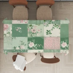 Rural American Floral Pattern Print Rectangle Tablecloth Waterproof Rectangular Table Cloth for Kitchen Dining