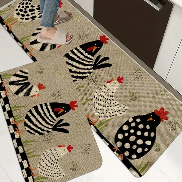 Rustic Chicken Kitchen Mat Non-Slip Rug Indoor Outdoor Mat Bedroom Decor Bathroom Mat Entrance Rug Door Mat