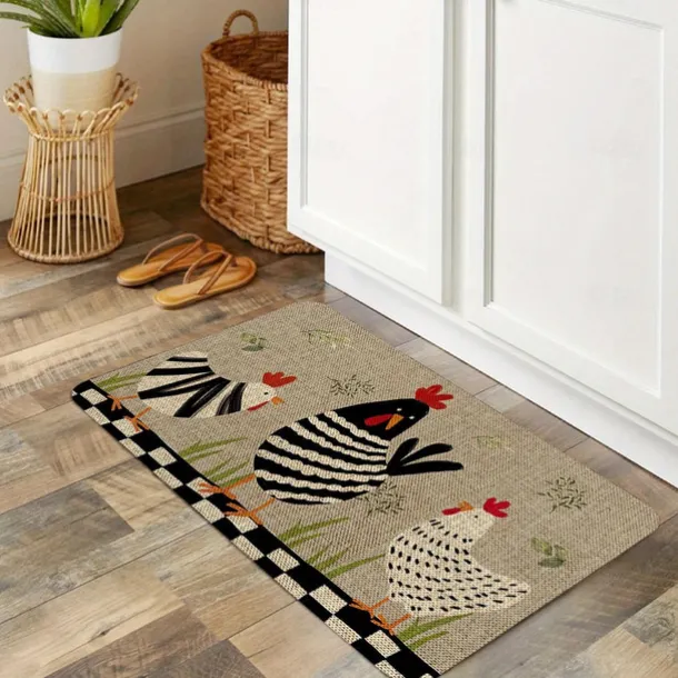 Rustic Chicken Kitchen Mat Non-Slip Rug Indoor Outdoor Mat Bedroom Decor Bathroom Mat Entrance Rug Door Mat
