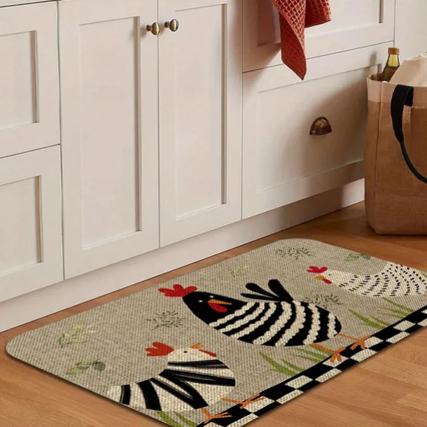 Rustic Chicken Kitchen Mat Non-Slip Rug Indoor Outdoor Mat Bedroom Decor Bathroom Mat Entrance Rug Door Mat