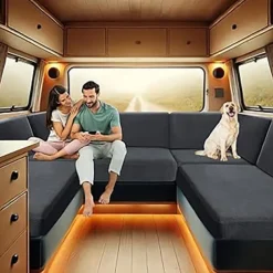 RV Dinette Cushion Covers Stretch Corn Velvet RV Cushion Covers - Elastic Sofa Seat Slipcovers for Camper - Comfortable and Durable for Camping and RV Furniture